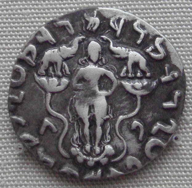 Coin with Lakshmi on a Lotus, 1st century BCE